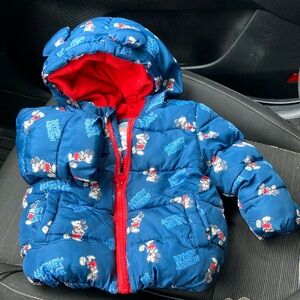 Disney Baby. Boys 6-12 months fleece lined puffer jacket.
